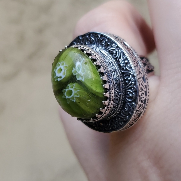 New Italian Murano Millefiori 925 Silver Statement Ring. - Picture 5 of 13